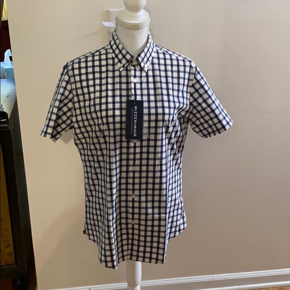 Men’s Small Dress Shirt Mizzen+Main Navy White
